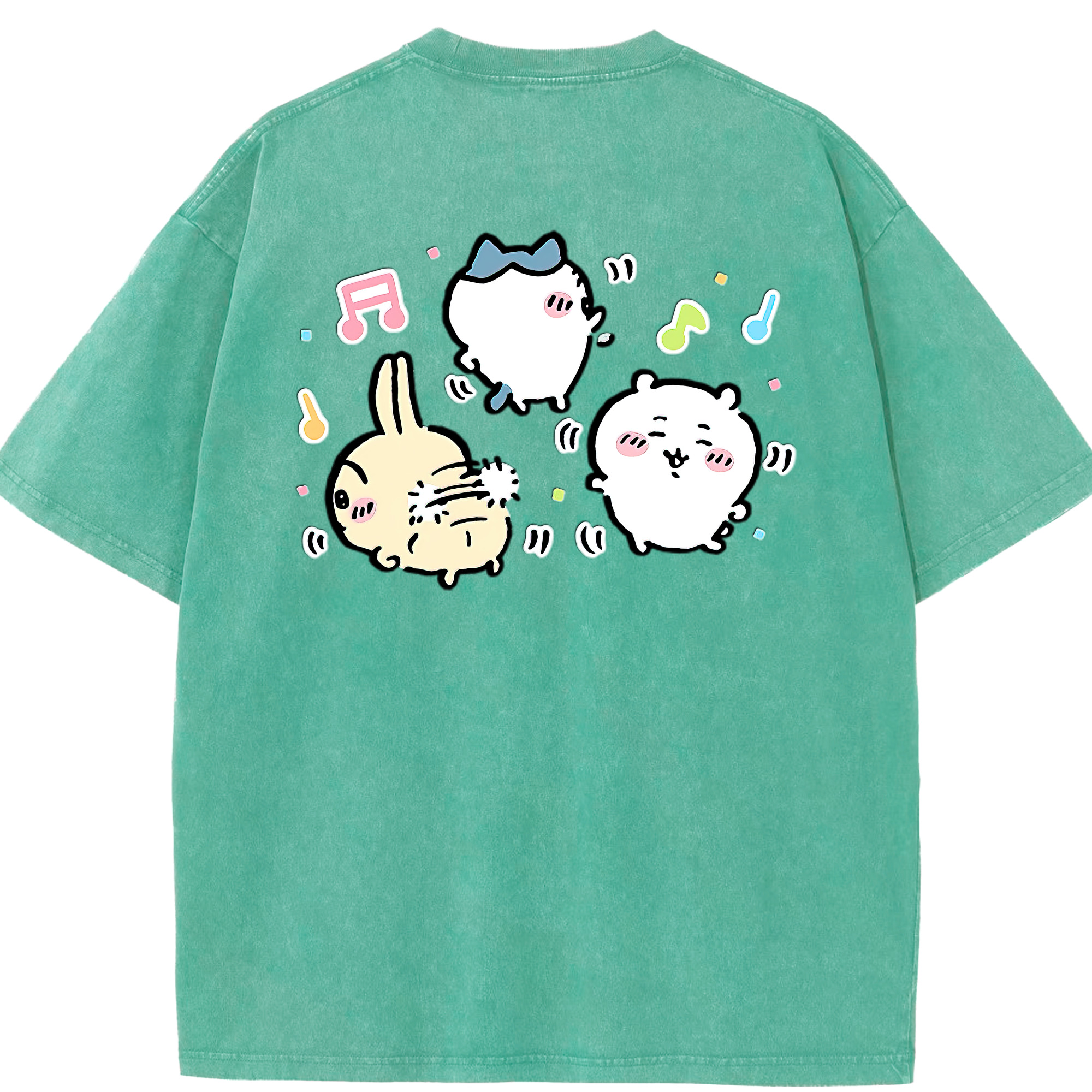 （画像用） ちいかわ うさぎ Chii-kawa usagi 綿100% ヴィンテージ風 半袖Tシャツ（背面プリント）